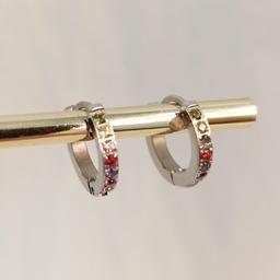 Pendientes Mini Colores Gradual Plateado