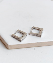 Aros Rectangular Efecto Doble Plateado