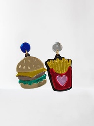 Pendientes Hamburguesa con Patatas Metacrilato