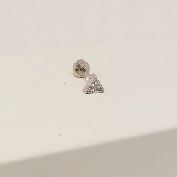 [PR007] Pendiente Triángulo Circonitas Plateado (Rosca)