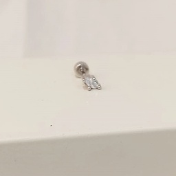 [PR002] Pendiente Cristal Rombo Plateado (Rosca)