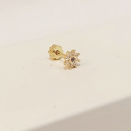 Pendiente Flor Circonita Multipunta Dorado (Rosca)