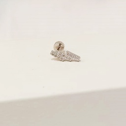 [PR025] Pendiente Rayo Triple Zigzag Circonitas Plateado (Rosca)