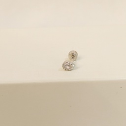 Pendiente Circonita Redonda con Corona (Rosca)