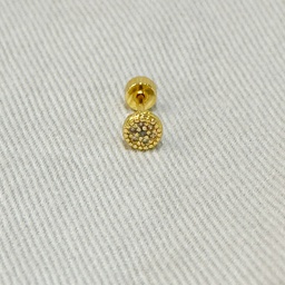 Pendiente Círculo Flor Circonitas Dorado (Rosca)