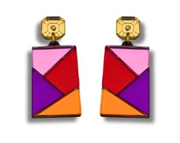 Pendientes Metacrilato Rectángulo Naranja