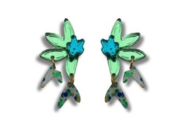 Pendientes Metacrilato Flor Turquesa