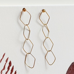 Pendientes Largos Figuras Geo Dorado