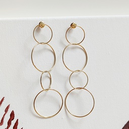 Pendientes Largos Círculos  Dorado