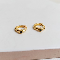 Pendientes Aritos Circonitas Negro Dorado