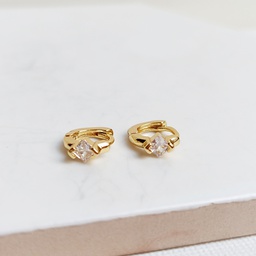 Pendientes Aritos Circonita Blanca Dorado