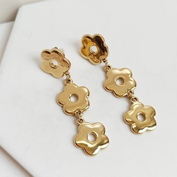 Pendientes Triple Flores Dorado