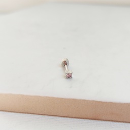 Pendiente Circonita Cuadrado Plateado (Rosca)