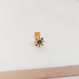 Pendiente Circonita Sol Colores Dorado (Rosca)