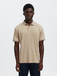 Slhfave Button SS Polo Noos Oatmeal - Selected
