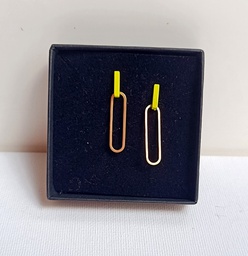 Pendientes Neón Forma Geo Amarillo Plateado Dorado