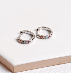 Mini Aros Circonitas Colores Plateado