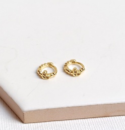 Mini Aros Circonitas Corazón Dorado