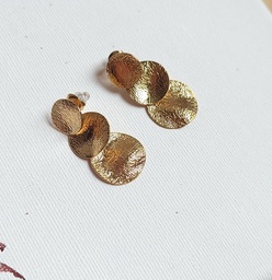 Pendientes Textura Tres Círculos Dorado