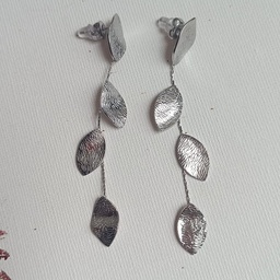 Pendientes Textura Hojas Plateado