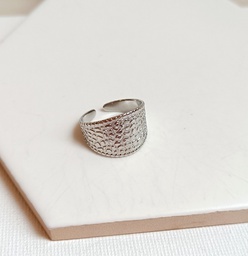Anillo Ancho Textura Plateado
