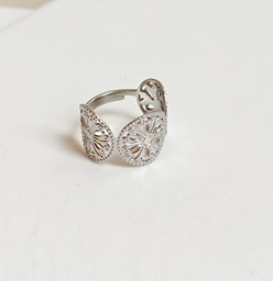 Anillo Círculos Textura Plateado