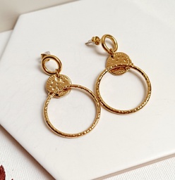 Pendientes Chapita Doble Círuclo Dorado