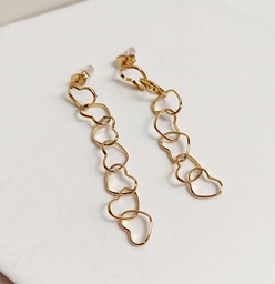 Pendientes Cadena Corazones Dorado