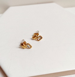 Pendientes Doble Cuadrado Circonita Dorado