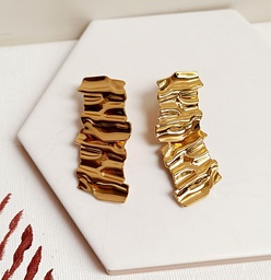 Pendientes Doble Rectángulo Textura Dorado