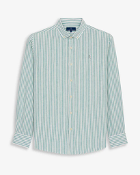 Camisa Striped Linen Green Tide - Harper &amp; Neyer