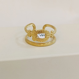 Anillo Doble Eslabón Dorado