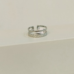 Anillo Doble Relieves Plateado