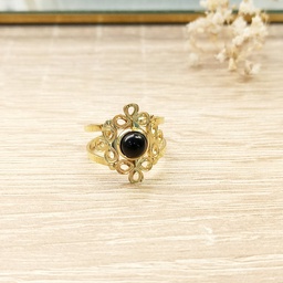[PM2507] Anillo Ornamento Negro Dorado